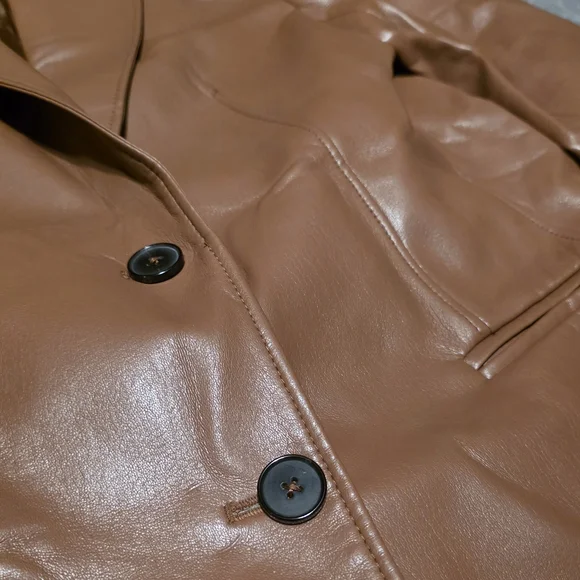 Aritzia Babaton Brown Vegan Leather Blazer (Size S) - Picture 3 of 7